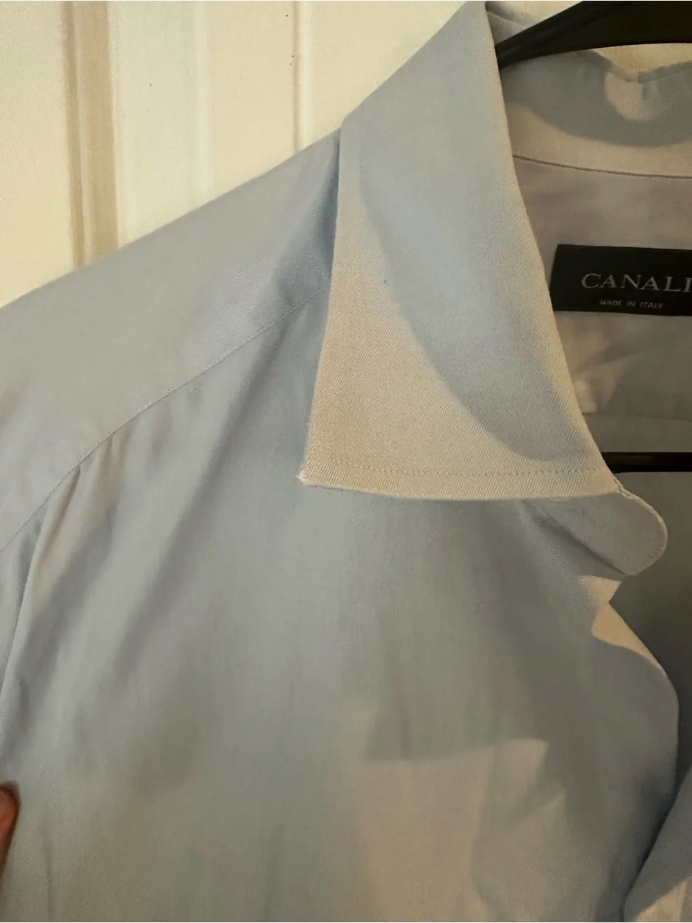 Canali Men's Dress Shirt Light Blue, 100% Cotton, Made in Italy 17.75/45